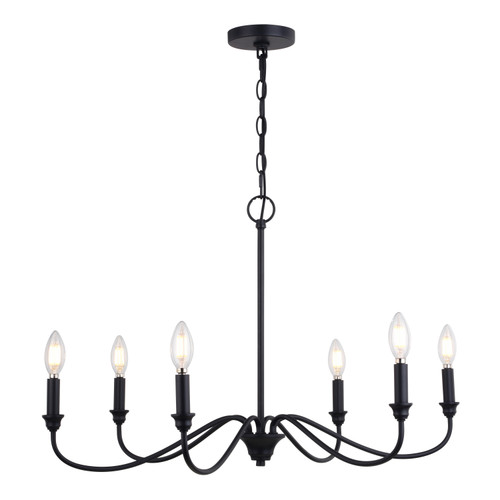 Annabelle 30-in. 6 Light Chandelier Matte Black (H0298)