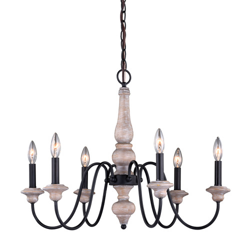 Georgetown 6L Chandelier Vintage Ash and Oil Burnished Bronze (H0236)