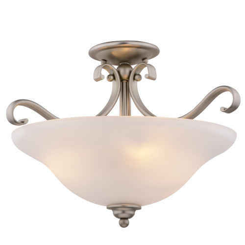 Monrovia 17-in. Semi Flush Ceiling Light or Pendant (Dual Mount) Brushed Nickel (C0310)