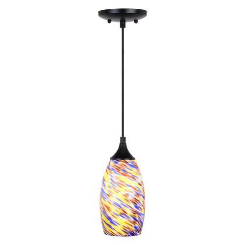Milano 4.75-in. Mini Pendant Terra Tide Glass Matte Black (P0386)