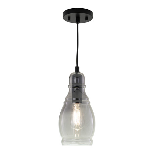 Millie 11.75-in.H Mini Pendant Matte Black with Smoke Glass (P0377)