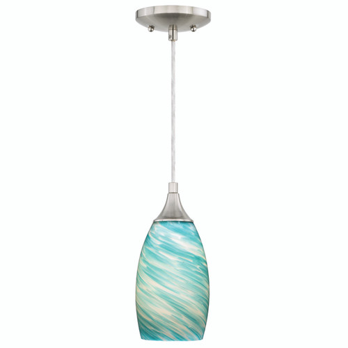 Milano 4.75-in Mini Pendant Celeste Wave Glass Satin Nickel (P0172)