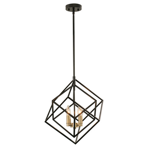 Rad 17.5-in. 4 Light Pendant Black and Natural Brass (P0372)