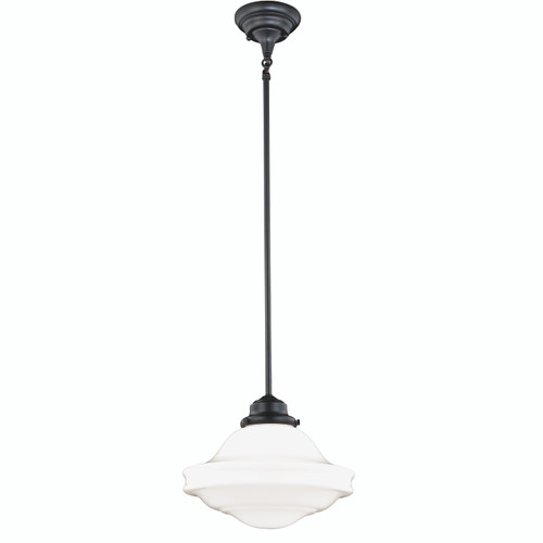 Huntley 12-in Pendant Milk Glass Oil Rubbed Bronze (P0243)
