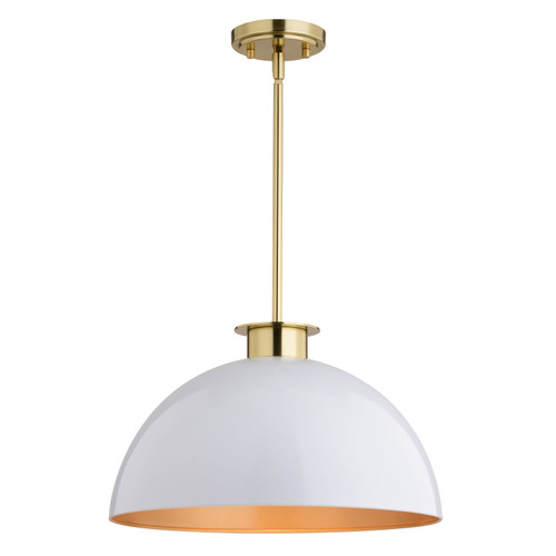 Devon 16-in. Pendant Glossy White and Satin Brass (P0411)