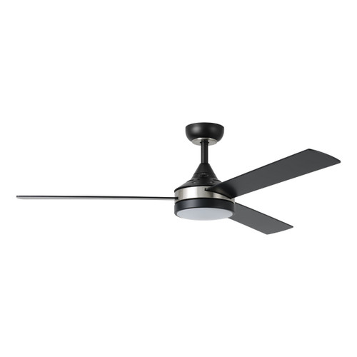 Pierport 52" 3 Blade AC Fan w/LED Light, 5.5" Rod, Smart Compatible (Kit sold separately), Black, Brushed Nickel Accents, Black Blades  (235003-5223A)