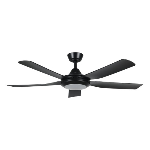 Swiftsure 52" 5 Blade AC Fan w/3 CCT Light, 5.5" Rod, Smart Compatible (Kit sold separately),  Black, Black Accents, Black Blades  (235041-5202A)