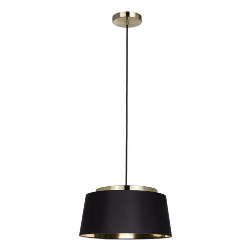 Almerimar 3-light Brushed Gold Pendant Light with Black and Brass Fabric Shade (206803A)