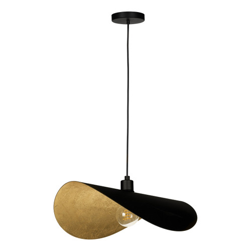 Saceda 20.87-inch 1-Light Black and Gold Leaf Convertible Pendant Light (206408A)