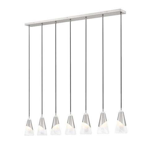 Aimie 7 Light Linear Chandelier in Brushed Nickel (828P6-7L-BN)