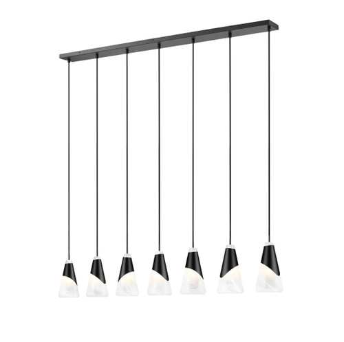 Aimie 7 Light Linear Chandelier in Matte Black (828P6-7L-MB)