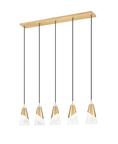 Aimie 5 Light Linear Chandelier in Modern Gold (828P6-5L-MGLD)