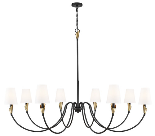 Claudelle 8 Light Chandelier in Matte Black + Modern Gold (4014-65MB-MGLD)