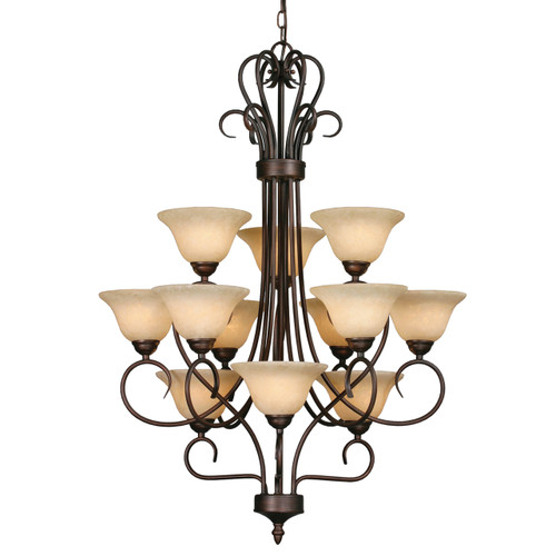 Multi-Family 3 Tier - 12 Light Chandelier in Rubbed Bronze (7623 RBZ-TEA)