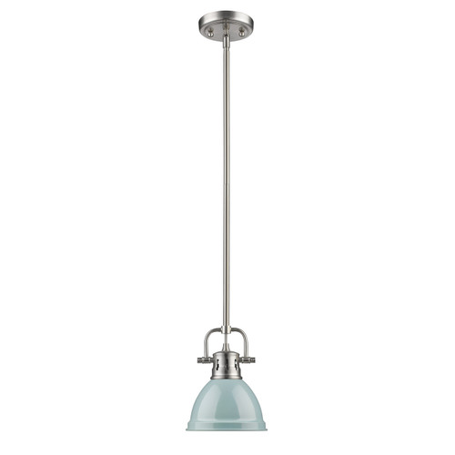 Duncan Mini Pendant with Rod in Pewter with a Seafoam Shade (3604-M1L PW-SF)