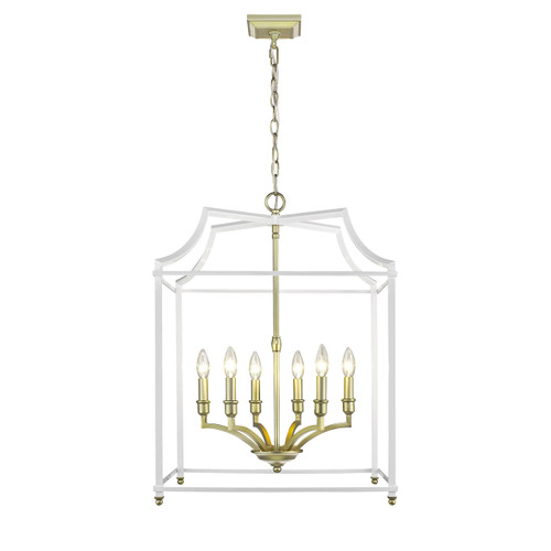 Leighton 6 Light Pendant in Satin Brass (8401-6P SB-WH)