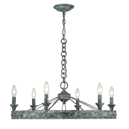 Ferris 6 Light Chandelier in Blue Verde Patina (7856-6 VP)