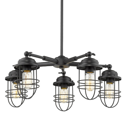 Seaport 5 Light Chandelier in Matte Black (9808-5 BLK)