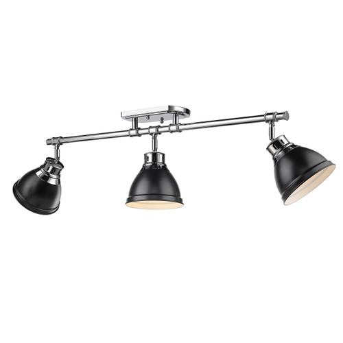 Duncan 3-Light Semi-Flush - Track Light in Chrome with Matte Black (3602-3SF CH-BLK)