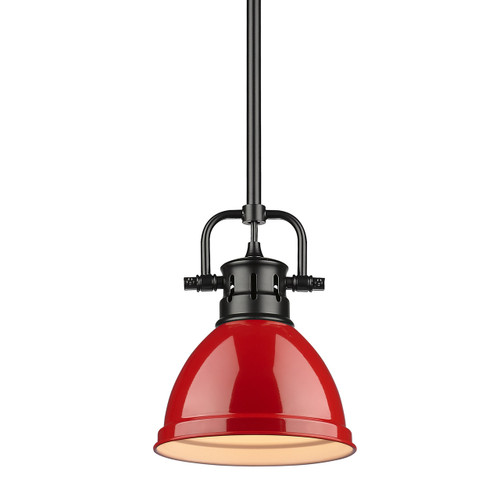 Duncan Mini Pendant with Rod in Matte Black with a Red Shade (3604-M1L BLK-RD)