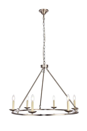 Maine Collection Chandelier D32.4 H23.25 Lt:6 Burnished Nickel Finish (LD6010D32BN)