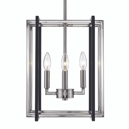 4 Light Chandelier (6070-4 PW-BLK)