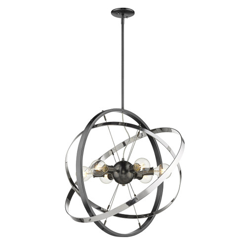 Atom 6 Light Chandelier in Brushed Steel (7936-6 BS-CH-CH)