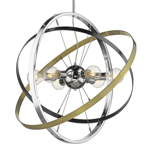 Atom 6 Light Chandelier in Chrome (7936-6 CH-BS-AB)