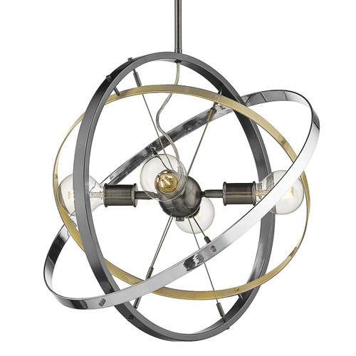 Atom 4 Light Chandelier in Brushed Steel (7936-4 BS-AB-CH)