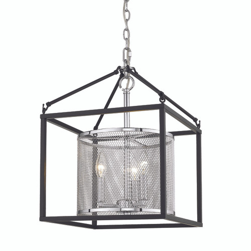 3 Light Pendant (with black outer cage) (2245-3P CH-BLK)