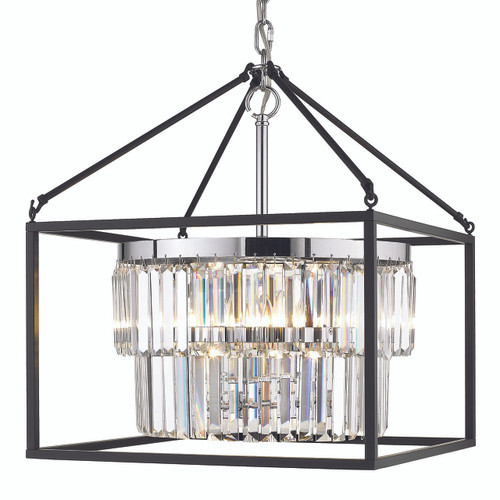 5 Light Pendant (with black outer cage) (2247-5 CH-BLK)