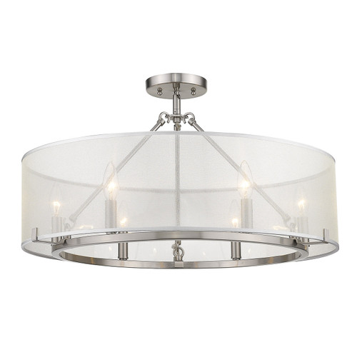 Alyssa 6 Light Semi-Flush - Long Rod Only in Pewter (5019-6SF PW)