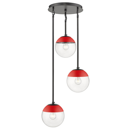 3 Light Pendant (3219-3P BLK-RED)