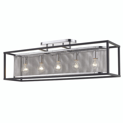 London 5 Light Semi-Flush (with outer cage) in Chrome (2245-5SF CH-BLK)