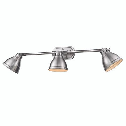 Duncan 3 Light Bath Vanity in Pewter with Pewter Shades (3602-VL3 PW-PW)