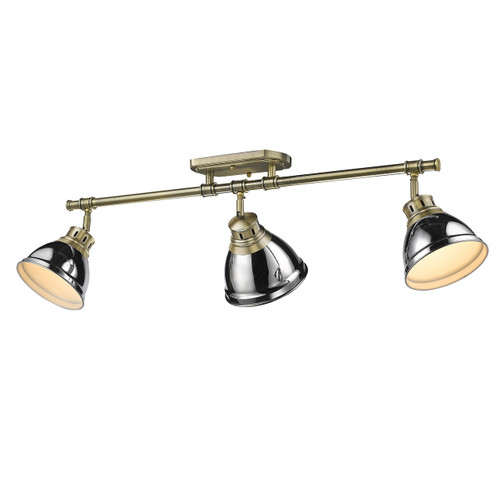 Duncan Semi-Flush - Track Light in Aged Brass (3602-3SF AB-CH)