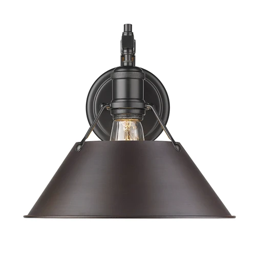 Orwell 1-Light Wall Sconce in Matte Black with Rubbed Bronze (3306-1W BLK-RBZ)