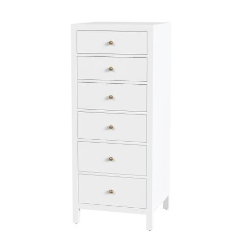 Nora 22 in W Rectangular Wood 6 Drawer Lingerie Chest, Smooth White (5942304)