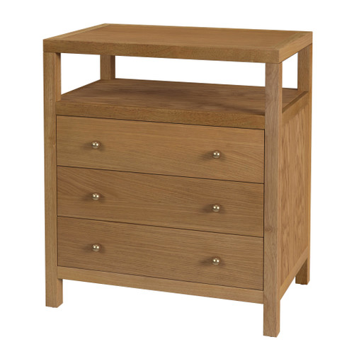 Nora 27 in W Rectangular Wood 3 Drawer Tall Nightstand with Open Shelf on Top, Natural (5941452)