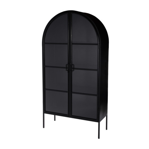 Butler Specialty Company Worthington 77 in. H Iron and Glass Accent 2 Door Storage Cabinet, Black (5865330)