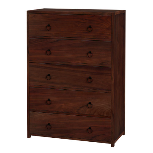 Lark 36 in W Rectangular Wood 5 Drawer Dresser/Chest of Drawers, Medium Brown (5672489)