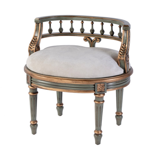 Butler Specialty Company Hathaway 22.5 in. W Oval Upholstered and Wood Traditional Vanity Seat, Pastel Green (1218482)