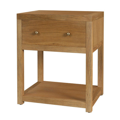 Nora 21 in W Rectangular Wood 1 Drawer Small Nightstand with Lower Open Shelf, Natural (5945452)