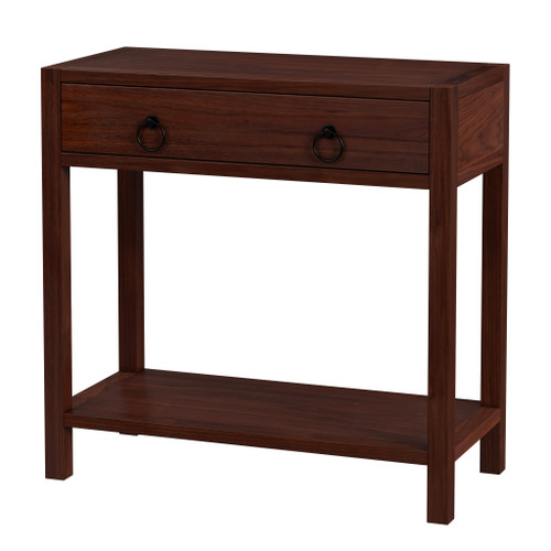Lark 30 in W Rectangular Wood 1Drawer Nightstand with Lower Open Shelf, Medium Brown (5675489)