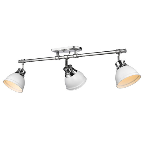 Duncan 3-Light Semi-Flush - Track Light in Chrome with Matte White (3602-3SF CH-WHT)
