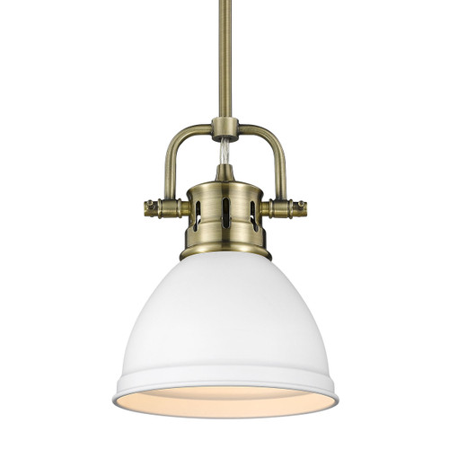 Duncan Mini Pendant with Rod in Aged Brass (3604-M1L AB-WHT)