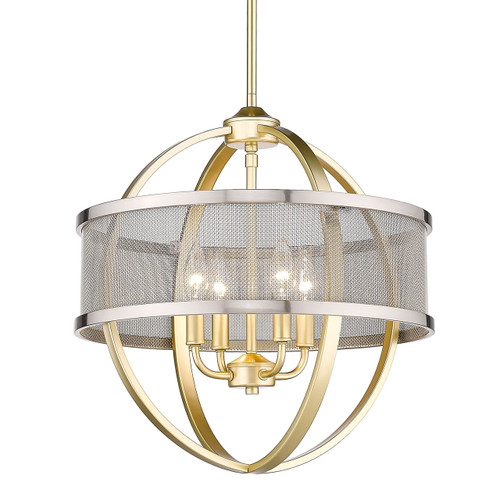 Colson 4 Light Chandelier (with shade) in Olympic Gold (3167-4P OG-PW)