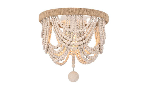 Elegant Furniture and Lighting Jolie 12 Inch Beaded Flush Mount In Antique White (LD306F12WH)