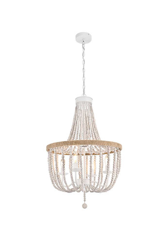 Elegant Furniture and Lighting Jolie 20 Inch Beaded Pendant In Antique White (LD306D20WH)