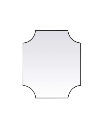 Elegant Furniture and Lighting Notched Metal Mirror 36X42 Inch In Black (MR3D3642BLK)